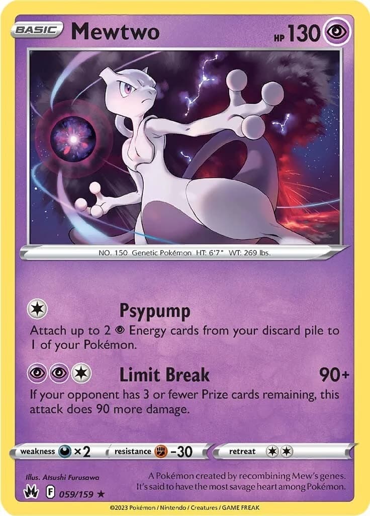 Mewtwo Crown Zenith 59 Pokémon card