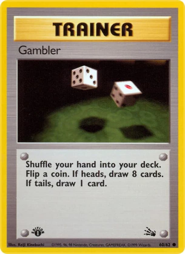 Gambler [1st Edition] Fossil 60 Pokémon card