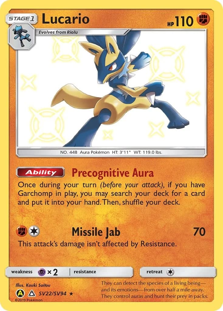 Lucario Hidden Fates SV22 Pokémon card