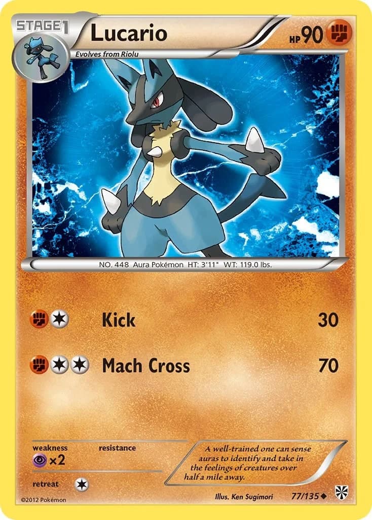 Lucario [Reverse Holo] Plasma Storm 77 Pokémon card