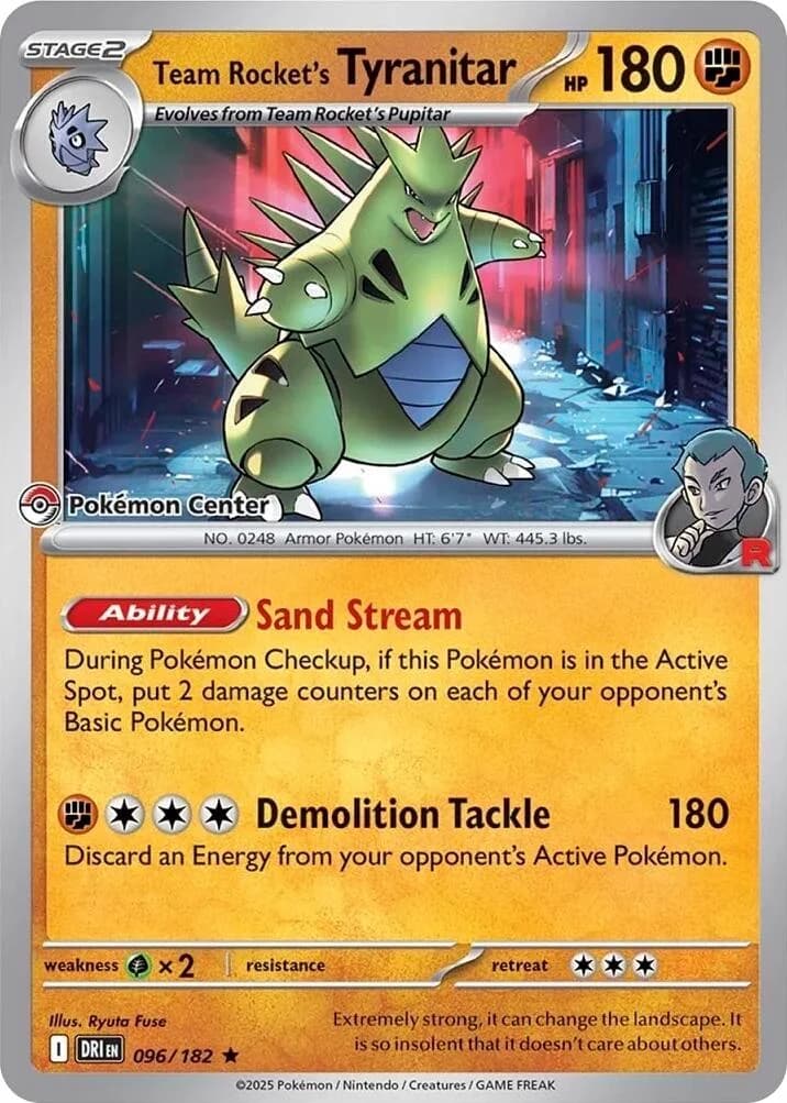 Team Rocket's Tyranitar [Pokemon Center] Destined Rivals 96 Pokémon card