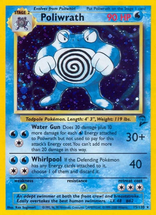 Poliwrath Base Set 2 15 Pokémon card