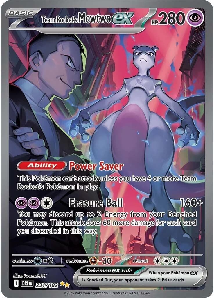 Team Rocket's Mewtwo ex Destined Rivals 231 Pokémon card