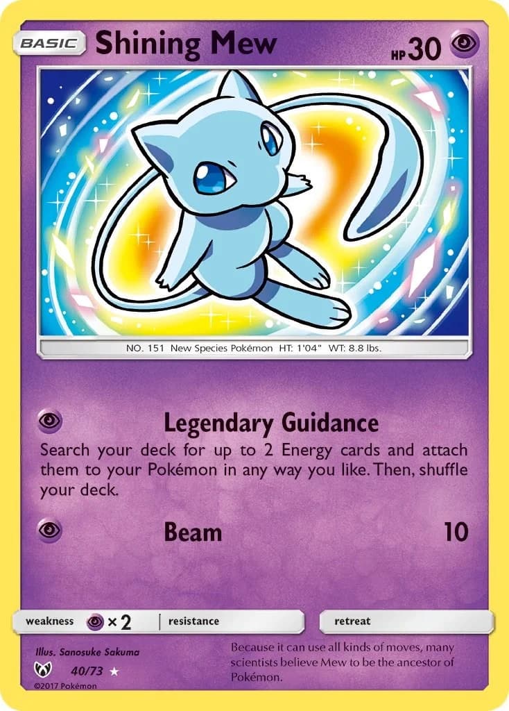 Shining Mew Shining Legends 40 Pokémon card