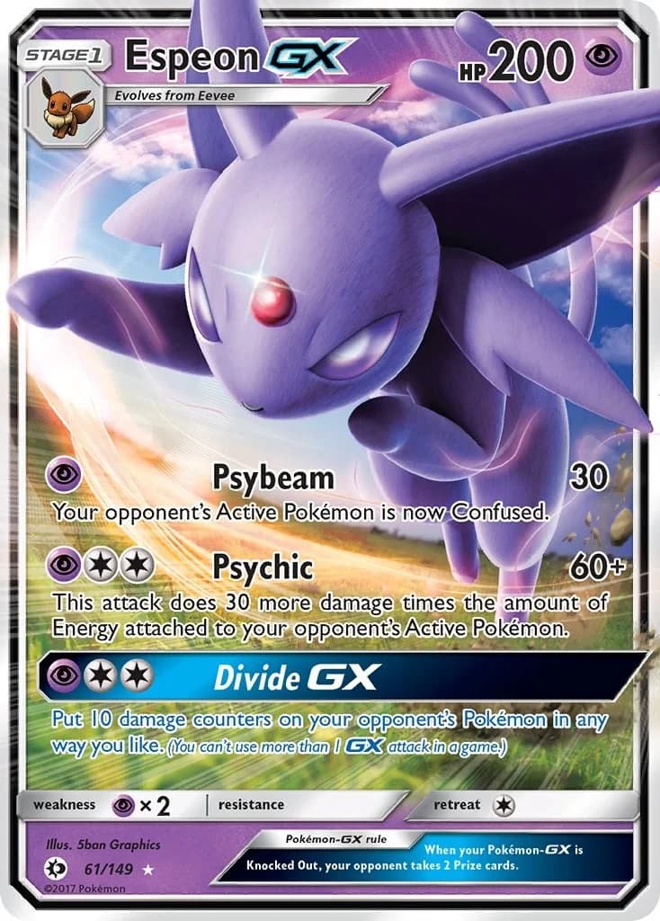 Espeon GX Sun & Moon 61 Pokémon card