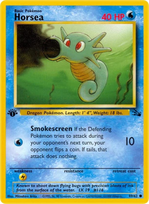 Horsea [1st Edition] Fossil 49 Pokémon card
