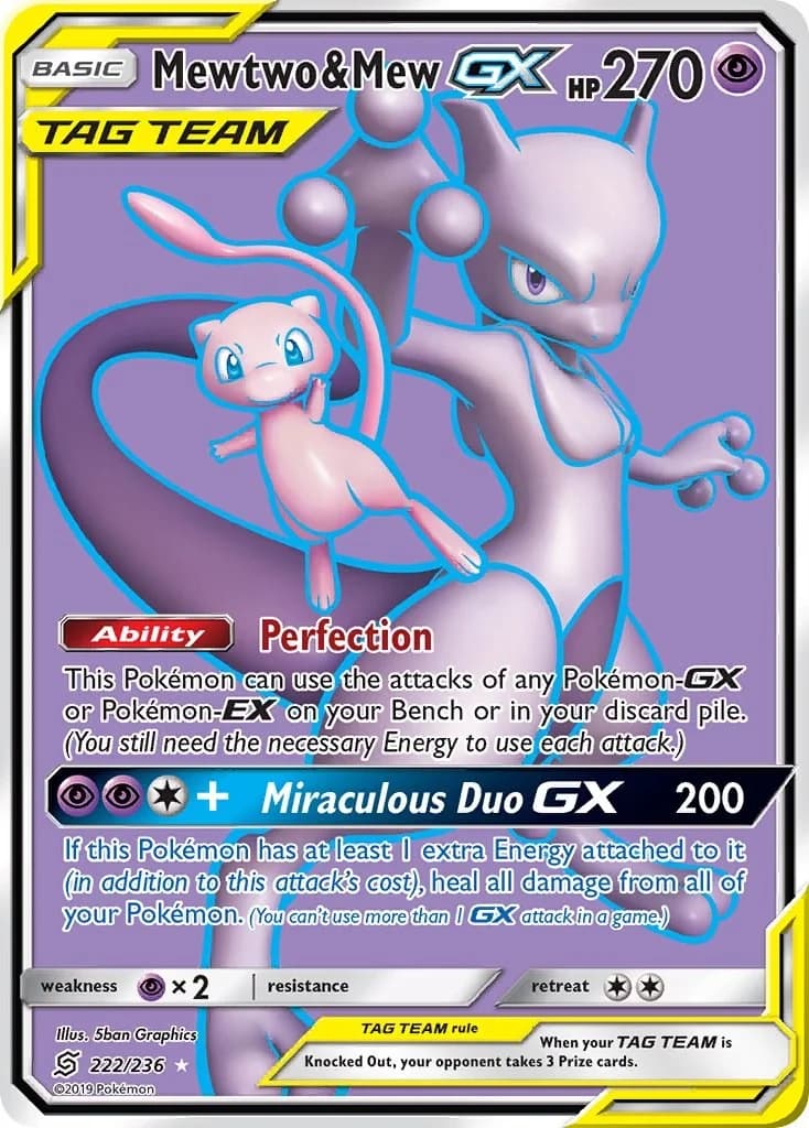 Mewtwo & Mew GX Unified Minds 222 Pokémon card