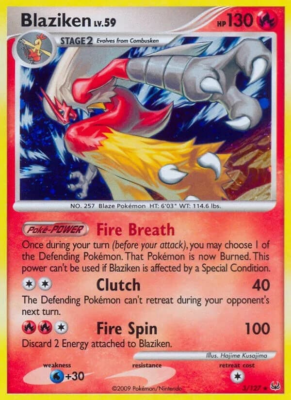 Blaziken Platinum 3 Pokémon card