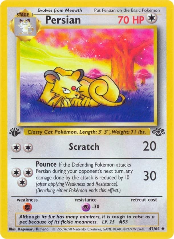 Persian [1st Edition] Jungle 42 Pokémon card
