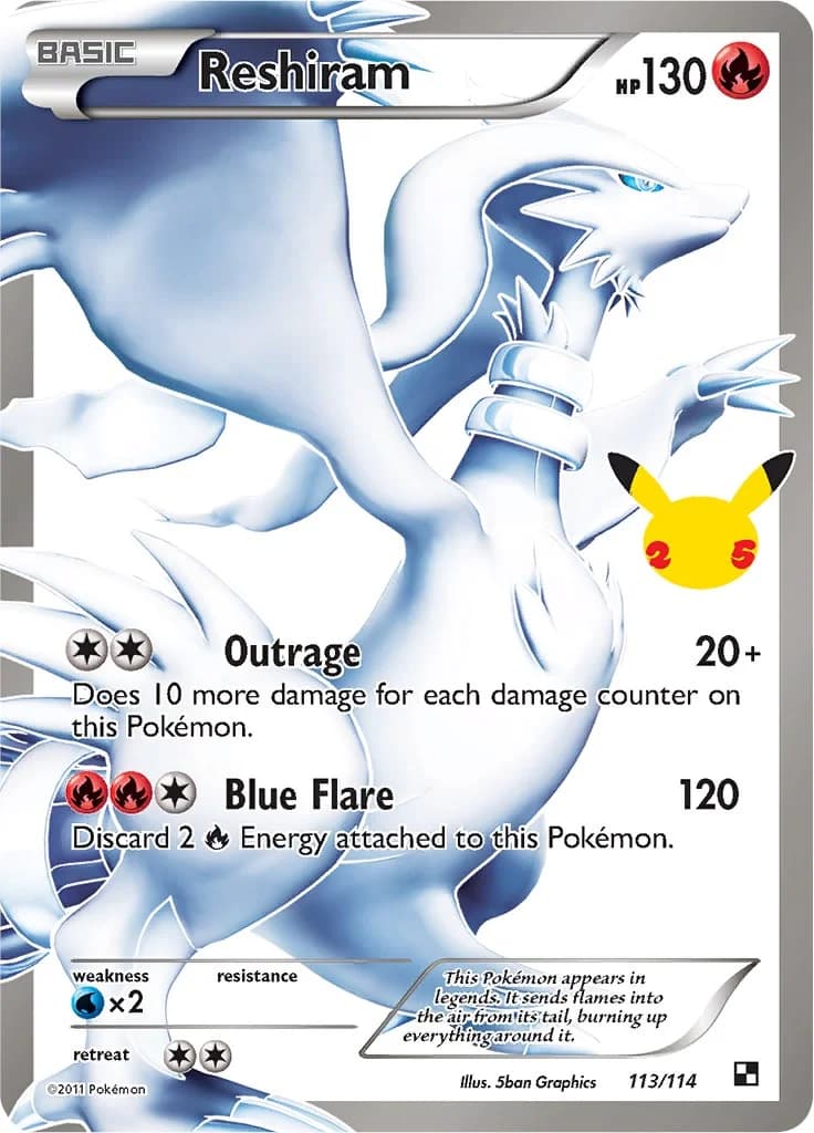 Reshiram Celebrations 113 Pokémon card
