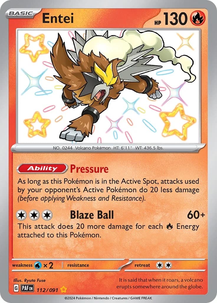 Entei Paldean Fates 112 Pokémon card