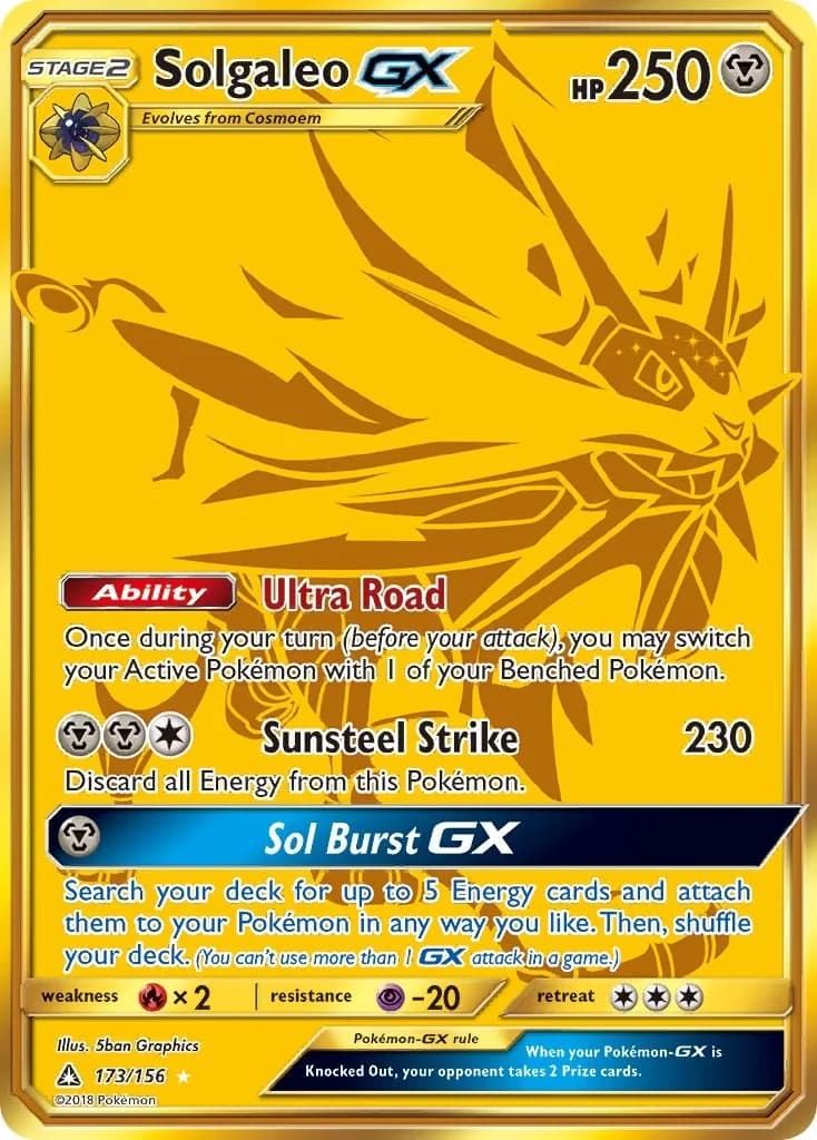 Solgaleo GX Ultra Prism 173 Pokémon card
