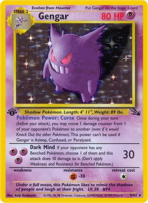 Gengar [1st Edition] Fossil 5 Pokémon card