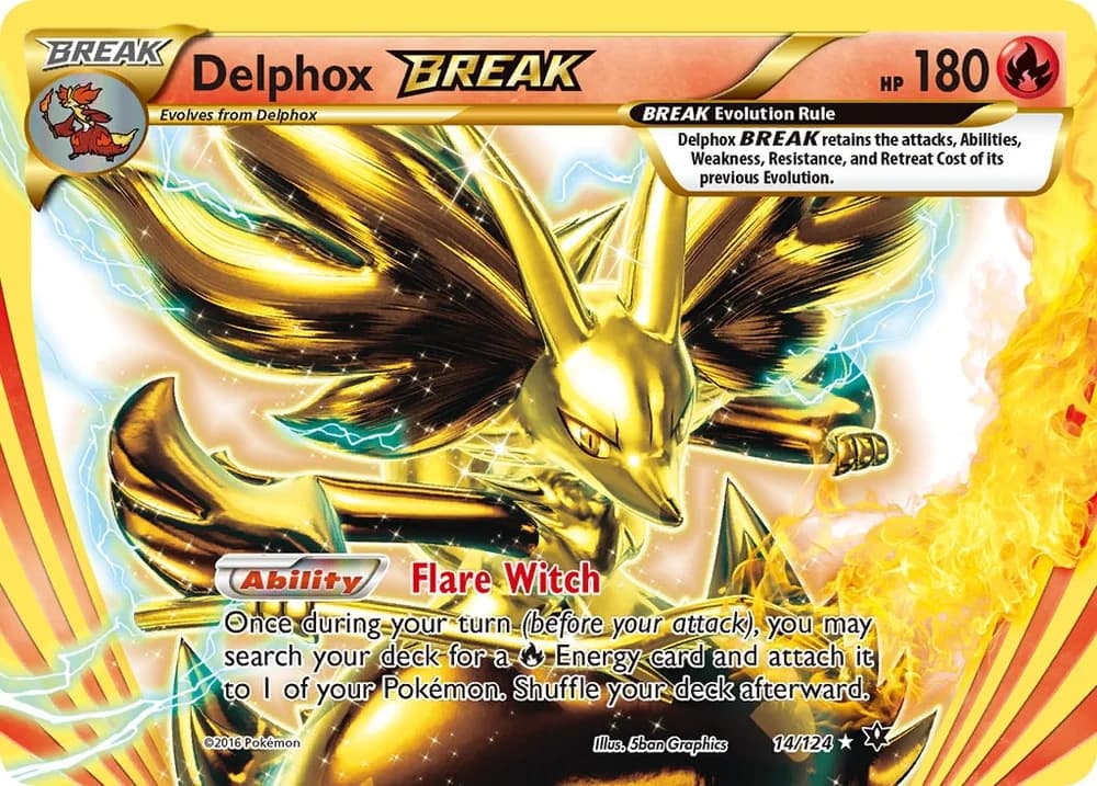 Delphox BREAK Fates Collide 14 Pokémon card