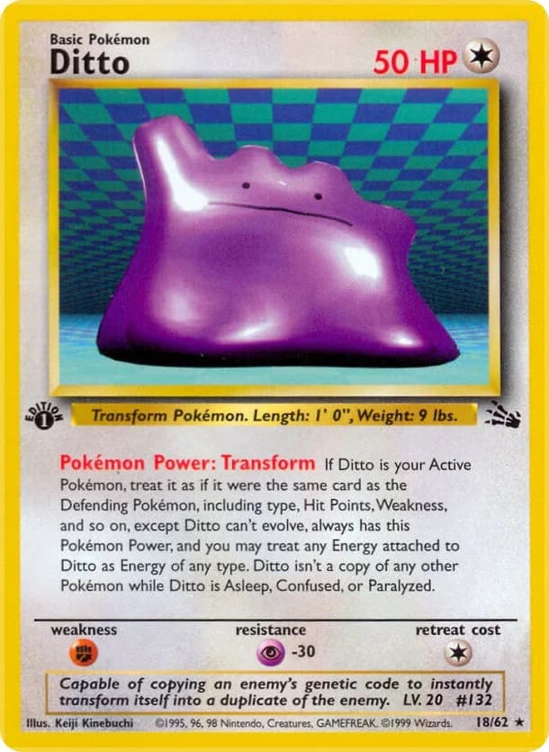 Ditto [Unlimited] Fossil 18 Pokémon card