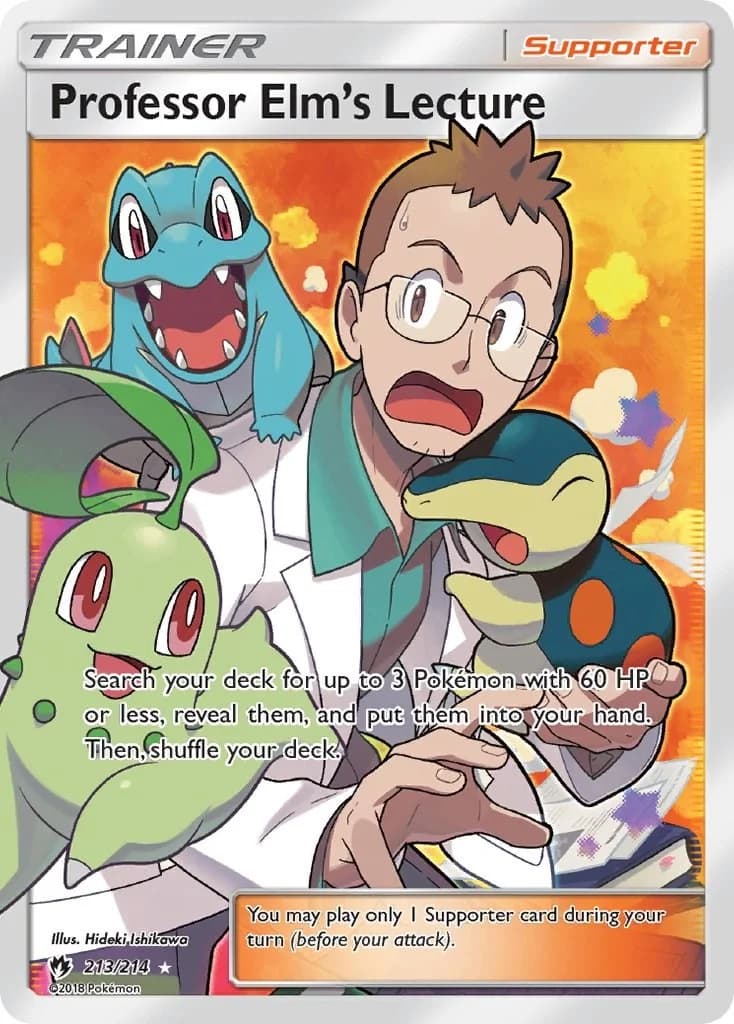 Professor Elm's Lecture Lost Thunder 213 Pokémon card