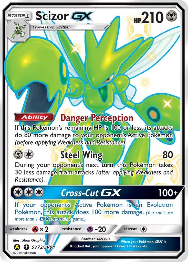 Scizor GX Hidden Fates SV72 Pokémon card