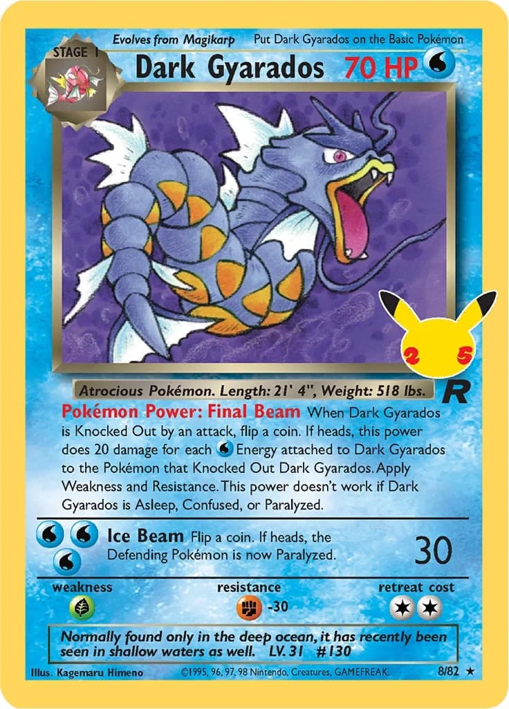 Dark Gyarados Celebrations 8 Pokémon card