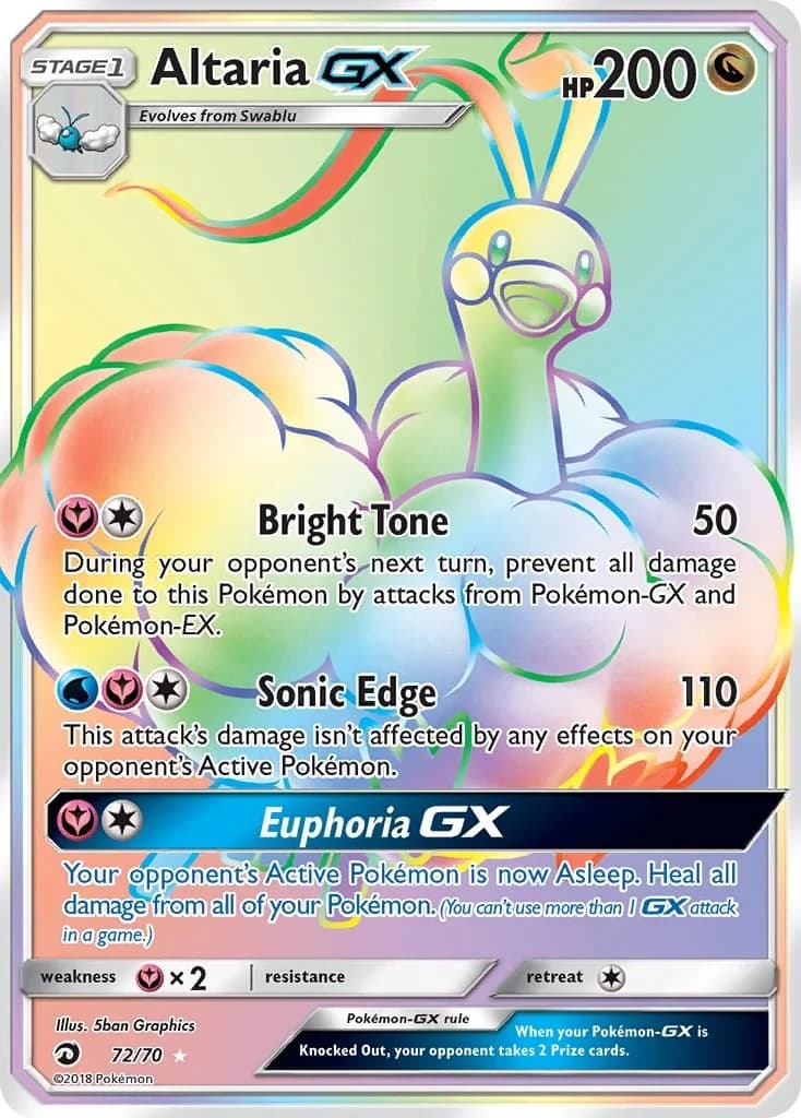 Altaria GX Dragon Majesty 72 Pokémon card