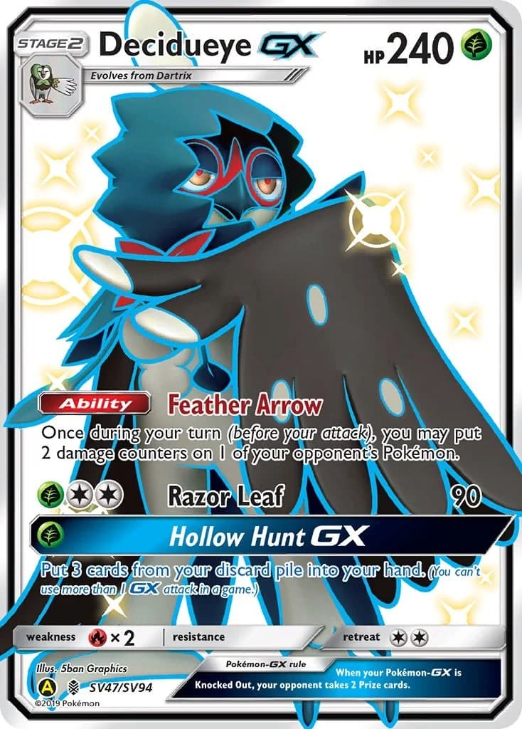 Decidueye GX Hidden Fates SV47 Pokémon card