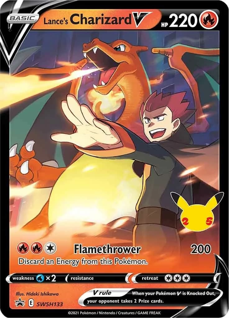 Lance's Charizard V Celebrations SWSH133 Pokémon card