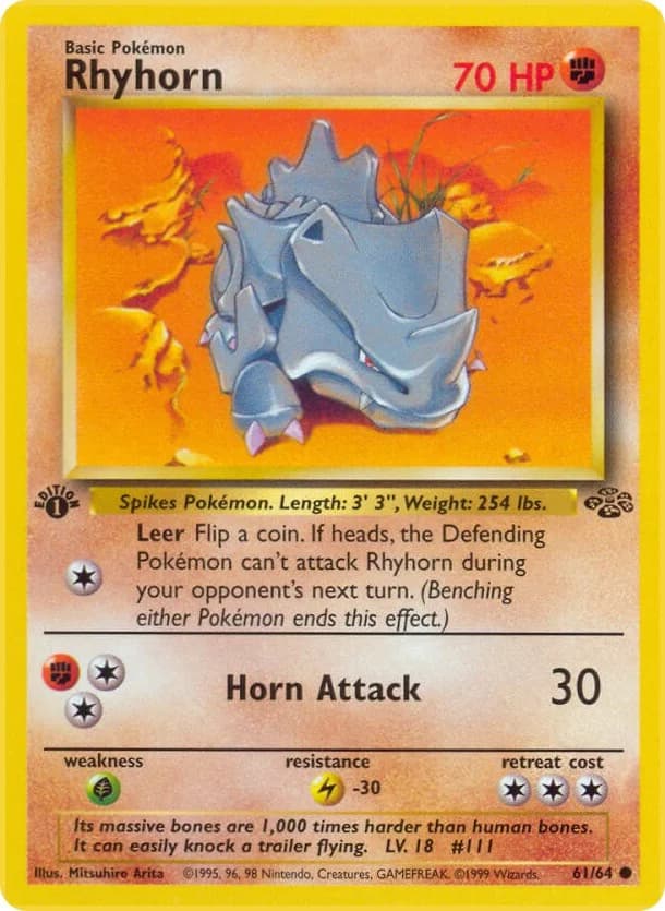 Rhyhorn [1st Edition] Jungle 61 Pokémon card