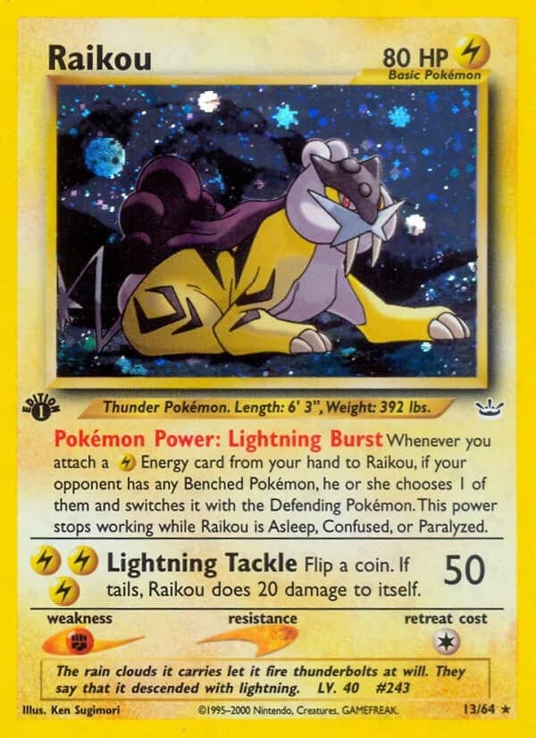 Raikou [1st Edition] Neo Revelation 13 Pokémon card