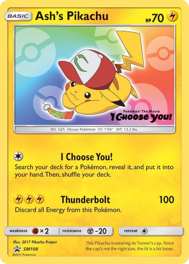Ash's Pikachu Promo SM108 Pokémon card