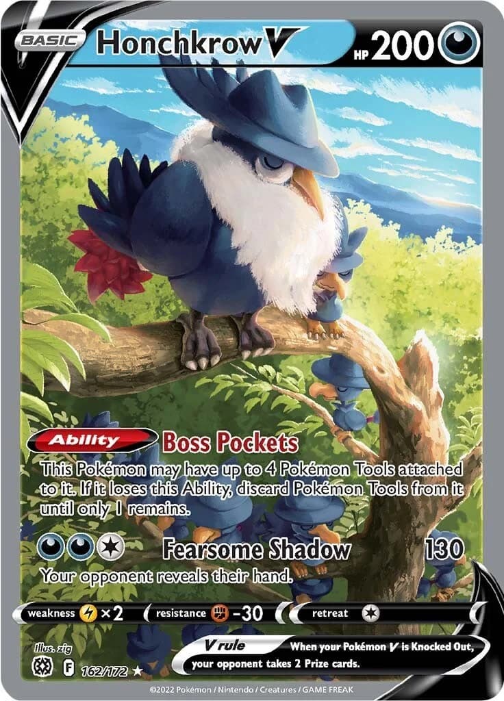 Honchkrow V Brilliant Stars 162 Pokémon card