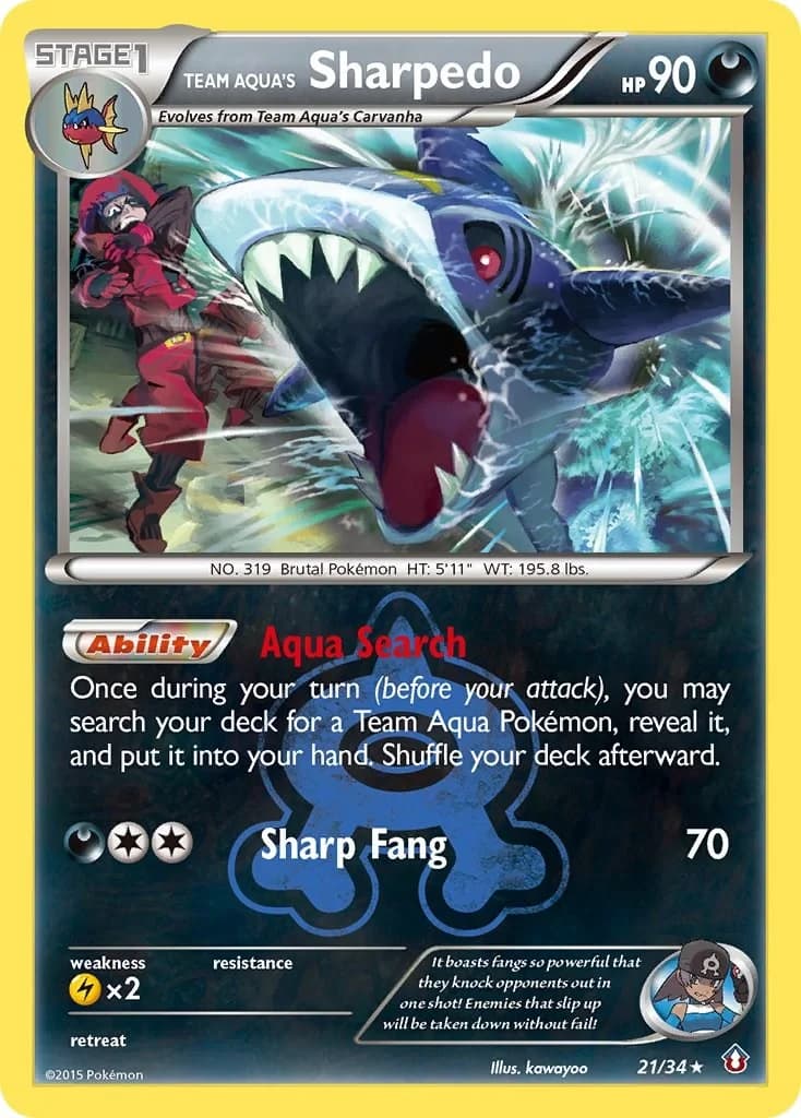 Team Aqua's Sharpedo [Reverse Holo] Double Crisis 21 Pokémon card
