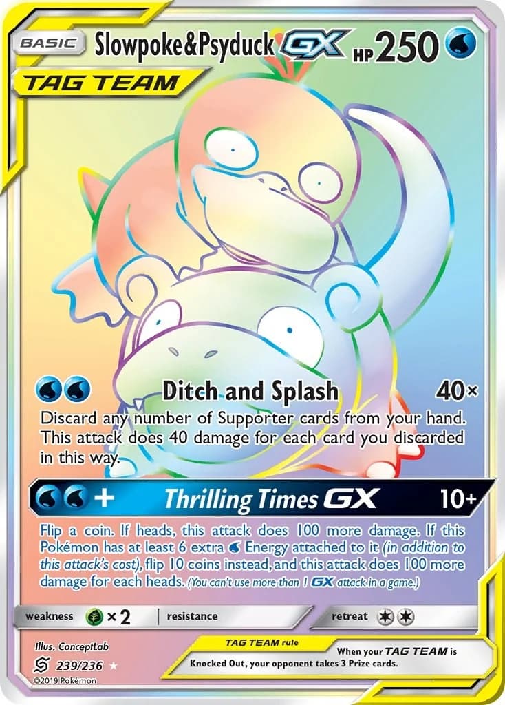 Slowpoke & Psyduck GX Unified Minds 239 Pokémon card