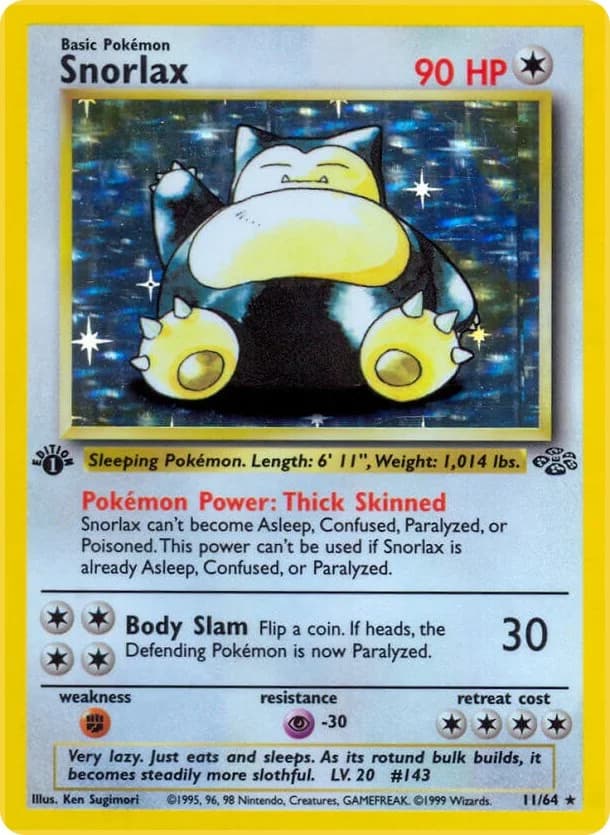 Snorlax [1st Edition] Jungle 11 Pokémon card