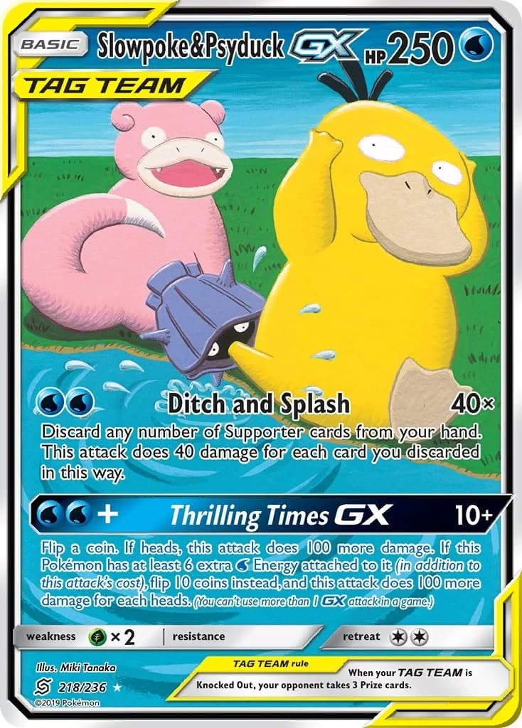 Psyduck & Slowpoke GX Unified Minds 218 Pokémon card