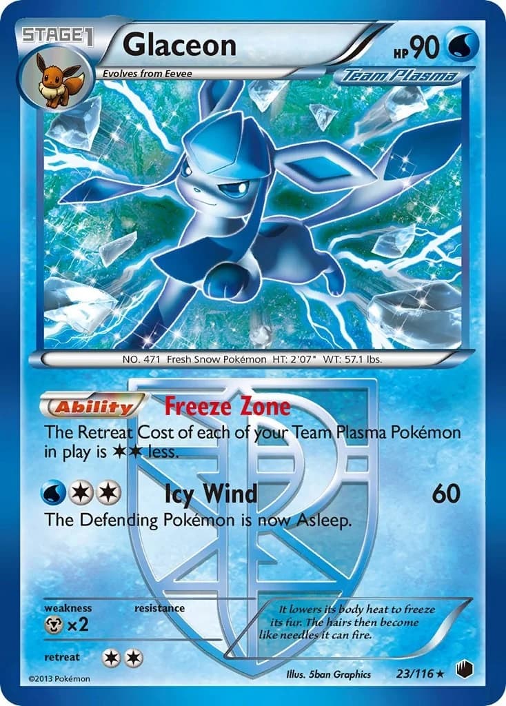 Glaceon [Reverse Holo] Plasma Freeze 23 Pokémon card
