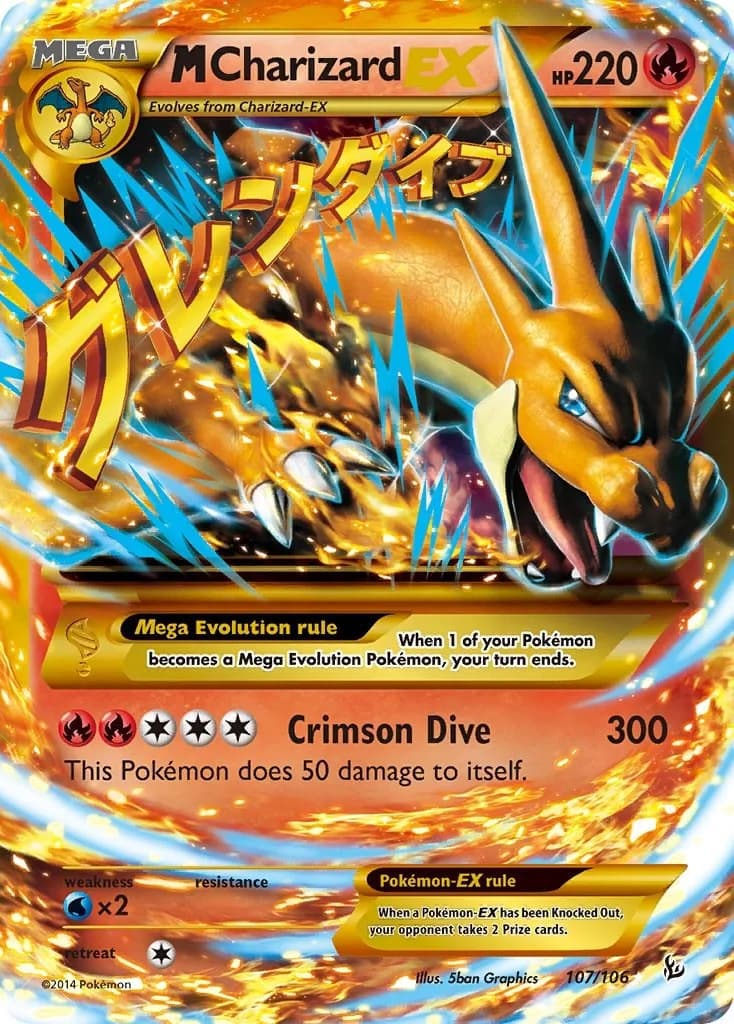 M Charizard EX Flashfire 107 Pokémon card