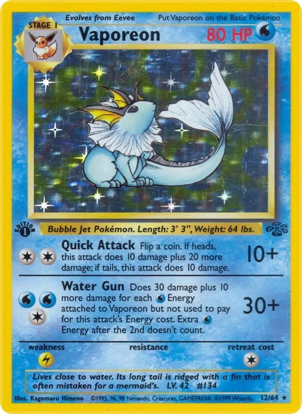 Vaporeon [Unlimited] Jungle 12 Pokémon card