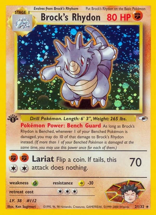 Brock's Rhydon [1st Edition] Gym Heroes 2 Pokémon card