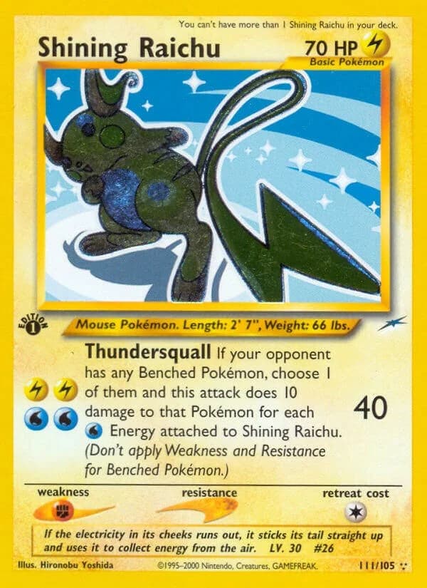 Shining Raichu [Unlimited] Neo Destiny 111 Pokémon card