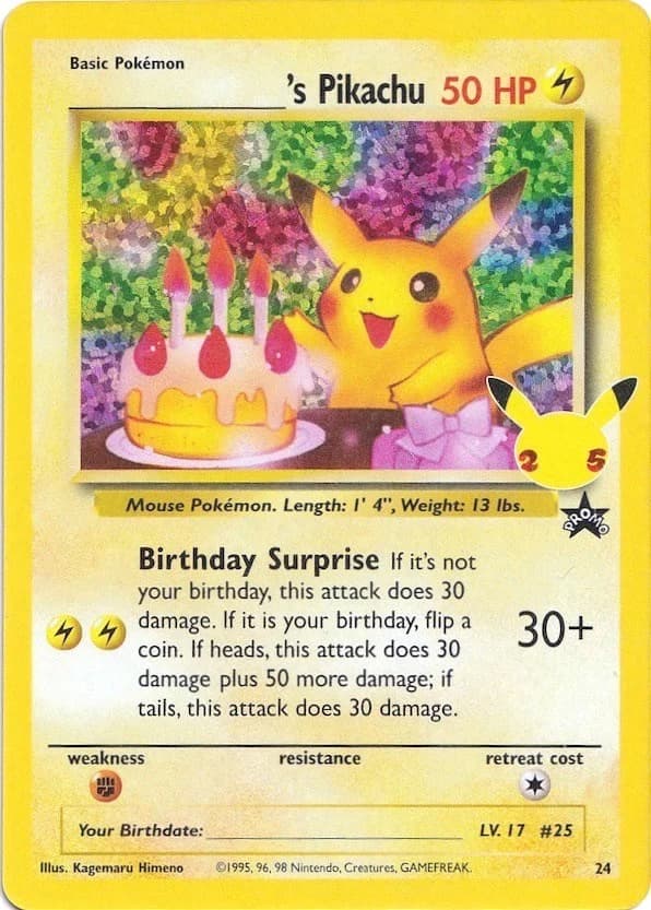 Pikachu Birthday Celebrations 24 Pokémon card
