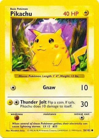 Pikachu [Shadowless Red Cheeks] Base Set 58 Pokémon card