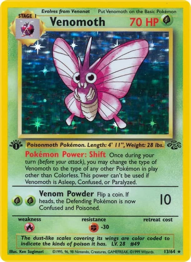 Venomoth [1st Edition] Jungle 13 Pokémon card
