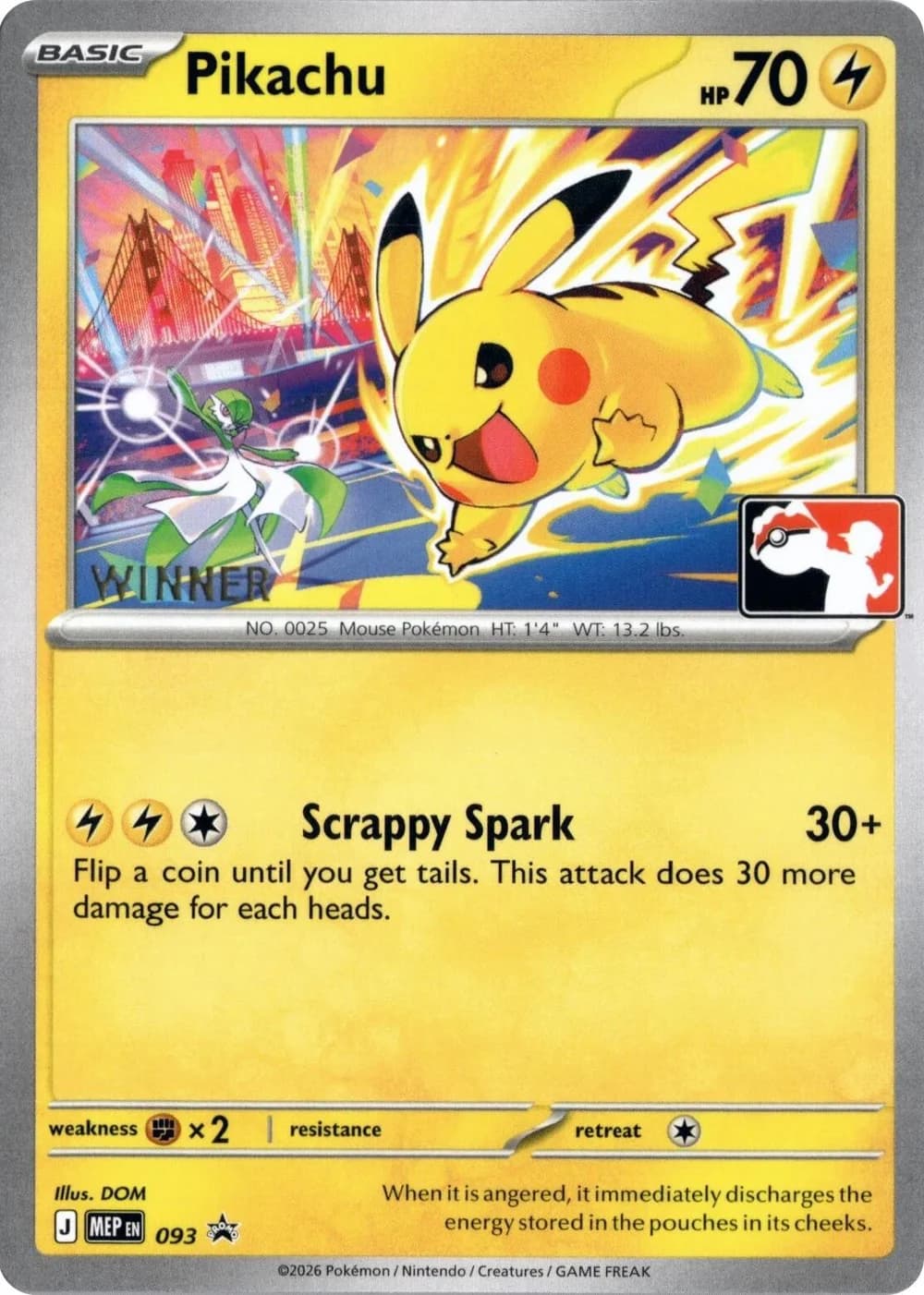 Pikachu [Winner] Promo 93 Pokémon card