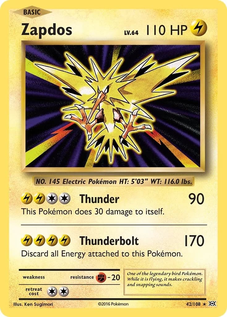 Zapdos Evolutions 42 Pokémon card