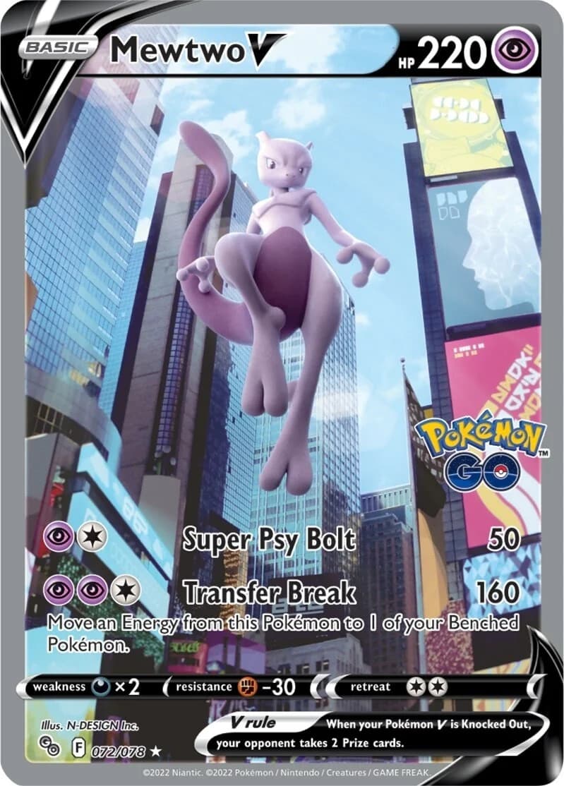 Mewtwo V Go 72 Pokémon card