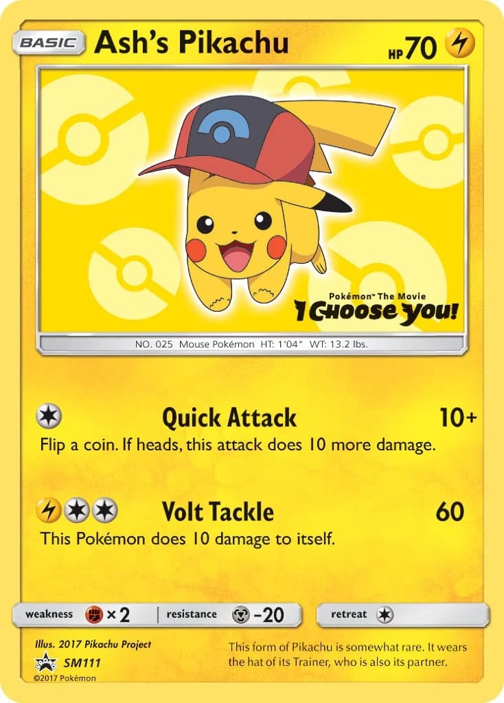 Ash's Pikachu Promo SM111 Pokémon card