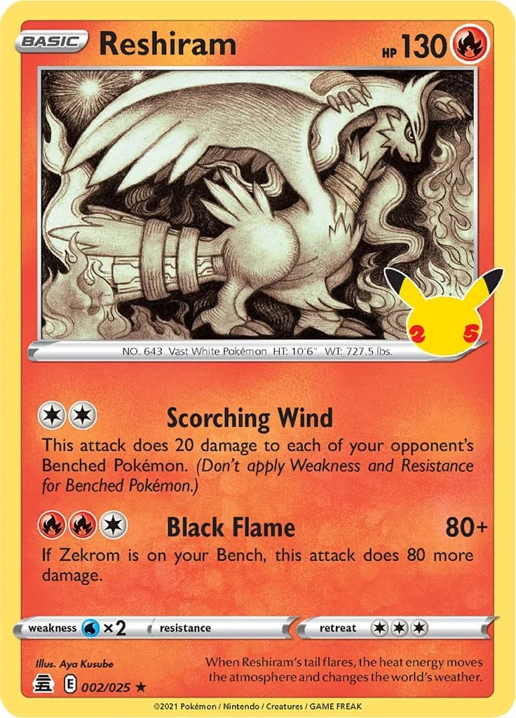 Reshiram Celebrations 2 Pokémon card