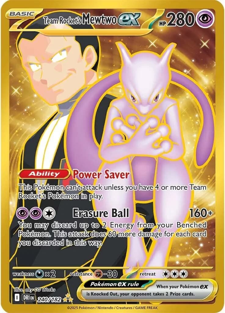 Team Rocket's Mewtwo ex Destined Rivals 240 Pokémon card