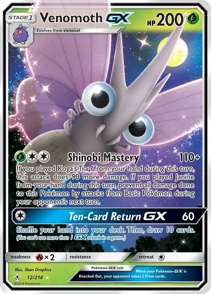 Venomoth GX Unbroken Bonds 12 Pokémon card