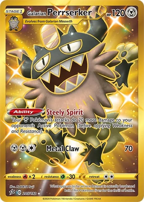 Galarian Perrserker Rebel Clash 205 Pokémon card