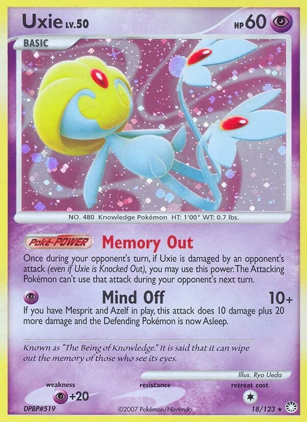 Uxie Mysterious Treasures 18 Pokémon card